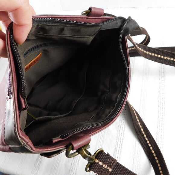 Chala Handbags Plum / Brown Crossbody Purse Shoulder Bag Zip, Faux Leather EUC! - Picture 4 of 9